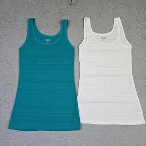 Lot of 2 Mossimo Supply Top Womens Extra Small Green Tank Shirt Casual Sleeveles